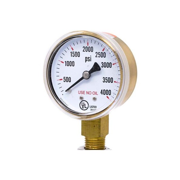 Engineered Specialty Products, Inc PIC Gauges 2" UNO Pressure Gauge, 1/4" NPT, Dry, 0/4000 PSI, Lower Mount, 501D-UNO-204Q 501D-UNO-204Q - main